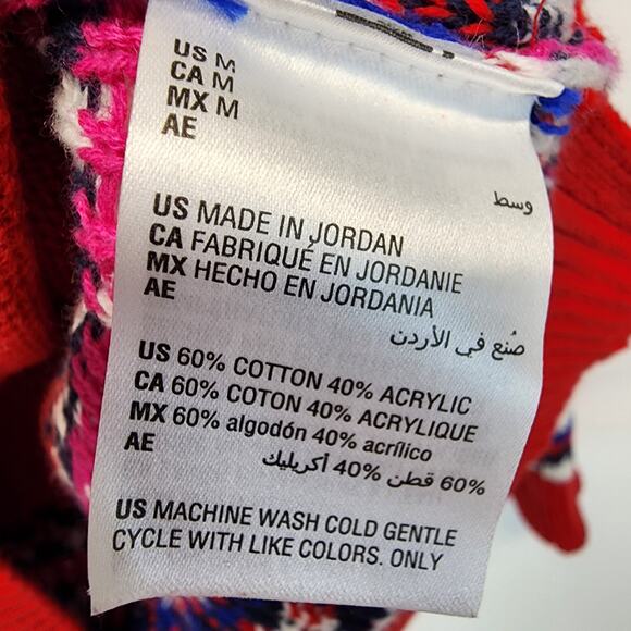 Charter Club Fair Isle Sweater Size M Red Blue White Argyle Neck Pullover Preppy - Picture 11 of 11